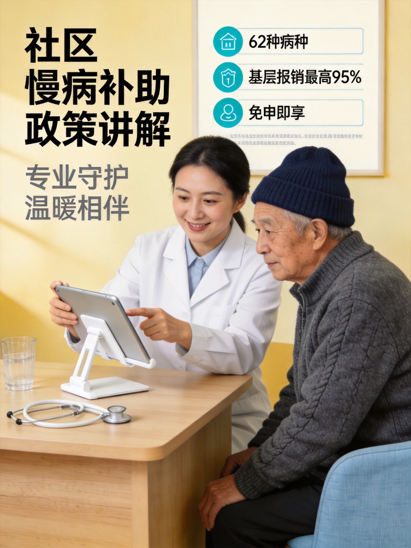 2026年慢病补助新政全面落地：62种病种全国通报，基层报销最高95%